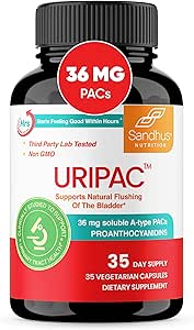 Sandhu's Uripac 36mg PACs klinisch Proven 35 Kapseln mit 9X High Strength Cranberry Extract | Unterstützt UTI Vermeidung, Kidney Cleanse Detox und Reparatur| Alle natürlichen und Zucker Kostenlose Pillen für Frauen