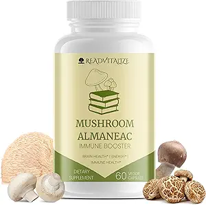 Mushroom Almaneac Nootropics Brain Support Supplement, Boosts Energy, Focus, Immununterstützung - mit Lions Mane, Cordyceps, Türkei Tail, Shiitake Pilze - 60 Kapseln