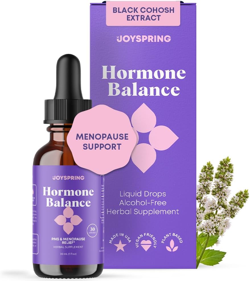 JoySpring Hormon Balance für Frauen | Natürliche Menopause Ergänzungen mit schwarzem Cohosh | Unterstützt Hot Flash Relief & PMS Relief für Menstruierte Kräuterunterstützung