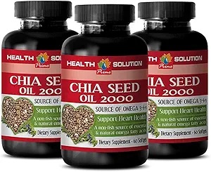 Chia Oil softgels - CHIA Seed Oil 2000 - chia Seed Oil Organic Cold Pressed - chia Seeds Organic, chia Seed Oil Omega, Chia Oil for Hair, Chia Oil for face, chia Seed Oil softgels - 3 Bot 180 Caps