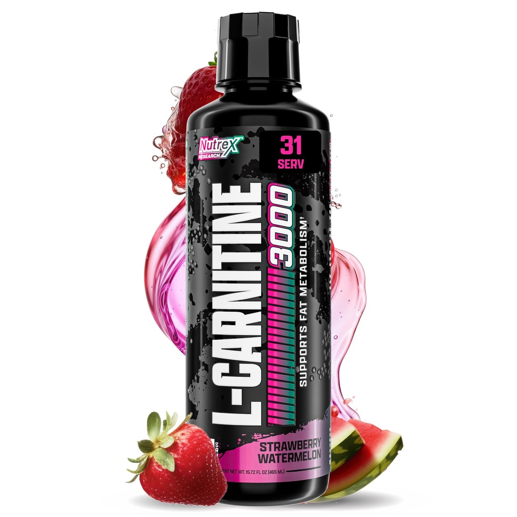 Nutrex Research Liquid Carnitine 3000 | (Strawberry Watermelon) | Premium L Carnitine Liquid, Stimulant Free 31 Servietten