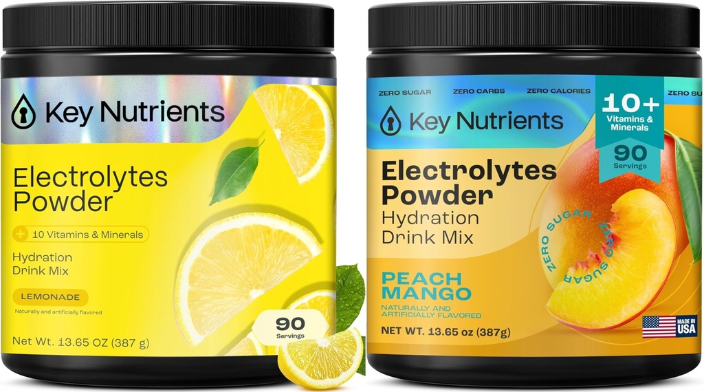 KEY NUTRIENTS Elektrolyte Pulver Limonade 90 Servierungen + Peach Mango 90 Servierungen
