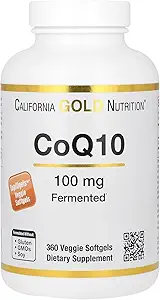 California Gold Nutrition CoQ10 100 mg, Coenzym Q10 Ubiquinone USP, Unterstützt Mitochondriale Funktion, 360 Veggie Softgels
