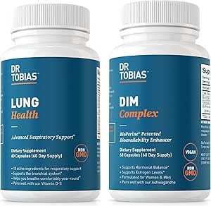 Dr. Tobias Lung Health & DIM Complex unterstützt Lung Cleanse & Detox Formula, Estrogen Detox & Balance Complex, für Männer & Frauen, Non-GMO