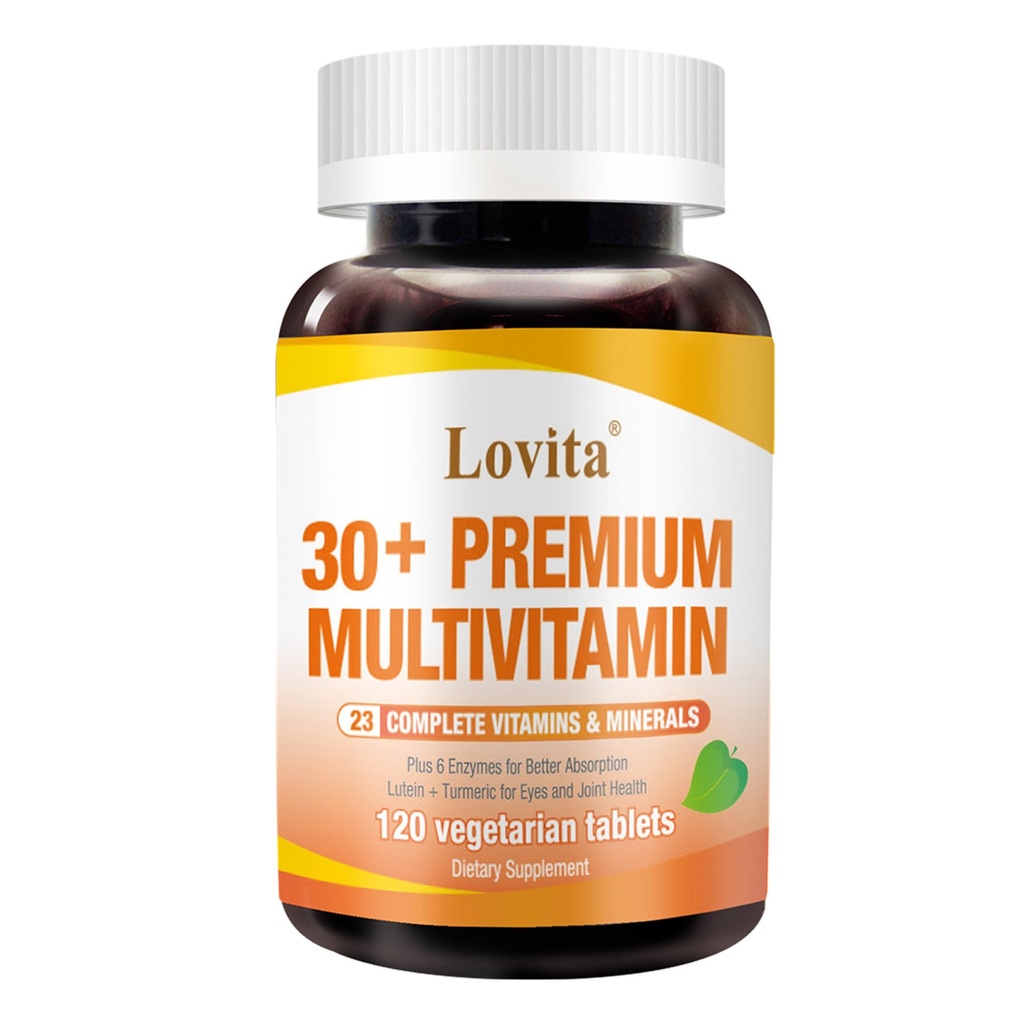 LOVITA Premium Multivitamin for Adults 30+ with Enzymes, Turmeric & Comprehensive Nutrient Support - 120 Vegetarian Tablets