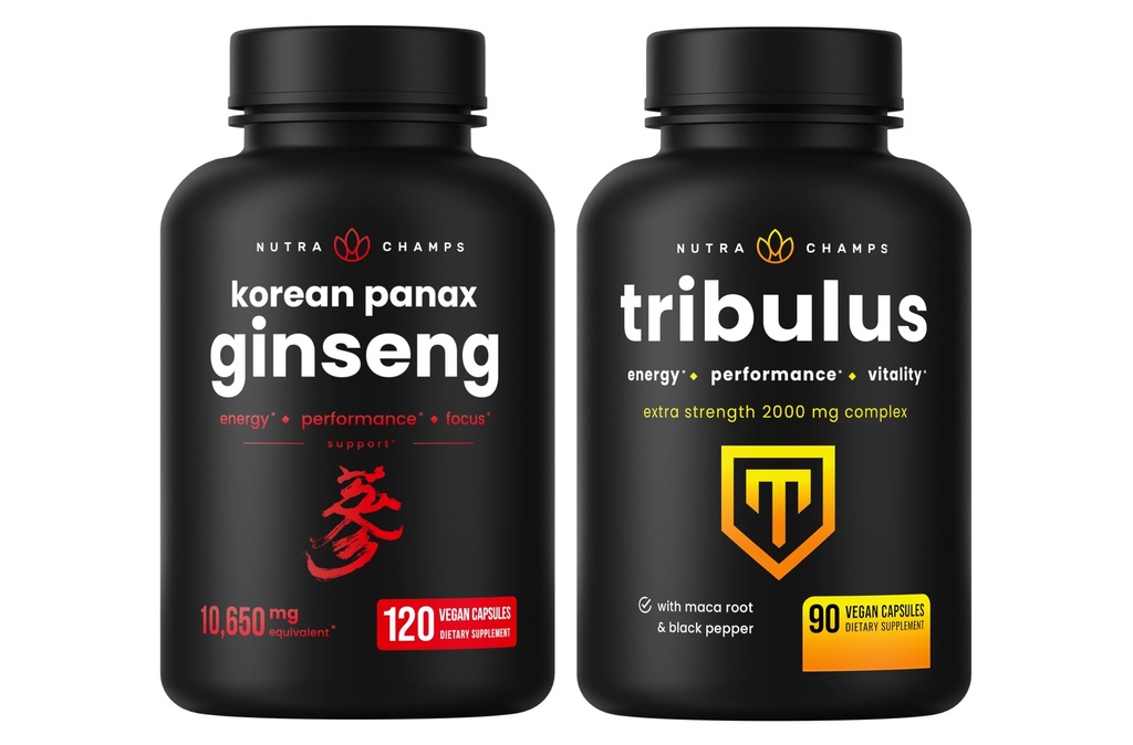 NutraChamps Korean Ginseng Kapseln und Tribulus Kapseln 2 Packung Bundle