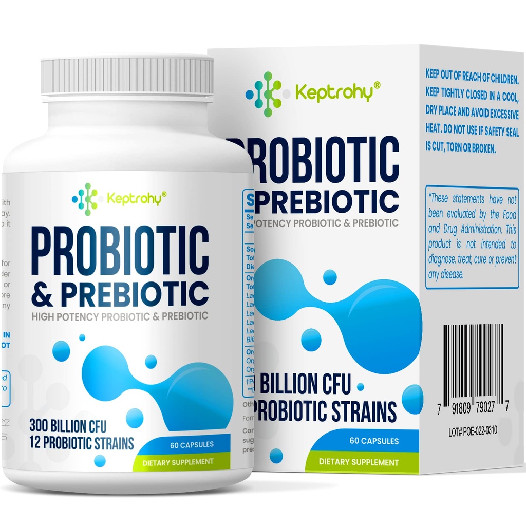 Probiotics for Women & Men, 300 Billion CFU Probiotics von 12 Strains + Organic Prebiotics Blend for Daily Digestive, Immune, Gut, Bloating, Gut Health for Women & Men, Shelf Stable - 60 Kapseln