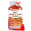Triple Magnesium Complex 900 mg, Magnesium Glycinat, Citrat, Malat mit Kalium, Calcium, Vitamin B6 für Calm & Sleep - Vegan, Non-GMO, Glutenfrei - 60 Himbeergummis für Erwachsene