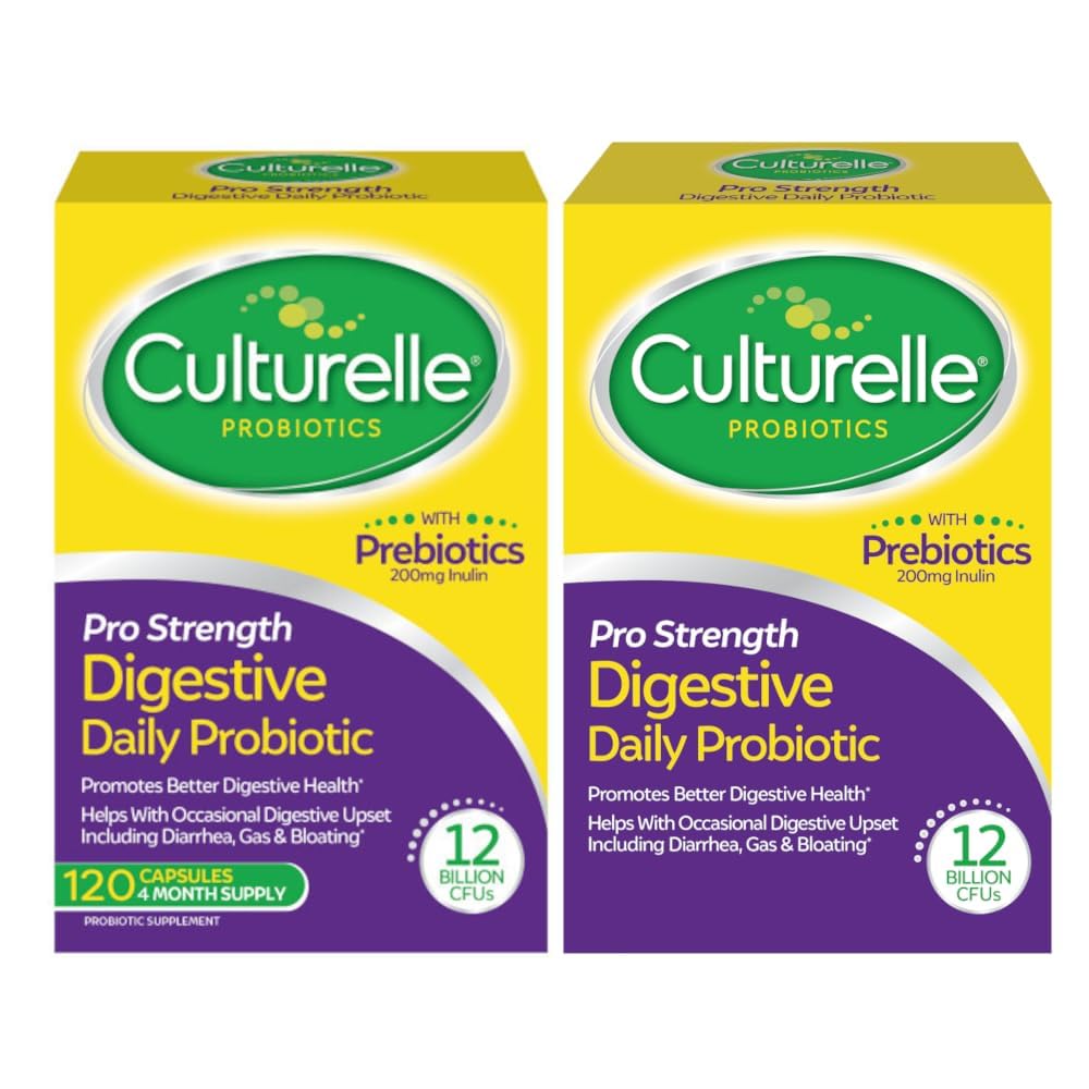 Culturelle Pro Strength Daily Probiotic, Digestive Capsules, Naturally Sourced Probiotic Strain Provenienz zur Unterstützung von Verdauungs- und Immungesundheit, Gluten & Soy Free, 4 Month Supply, 60 Count (Pack von 2)