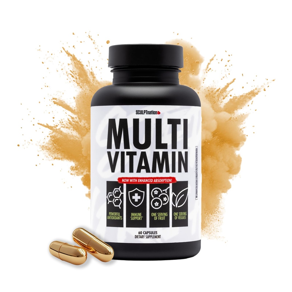 Sculpt Nation von V Shred Multivitamin - Daily Multivitamin für Frauen und Männer mit Zink, Vitamin C und Kupfer, Ernährungsunterstützung mit einer Portion Obst und Gemüse - 60 Kapseln