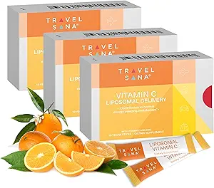Vitamin C Liposomal (500mg) & Zinc |Enhance Travel Energy, Vitality & Immunity | Combat Travel Fatigue & Oxidative Stress | Advanced Absorption Technology | Fast-Acting | 30 Sticks