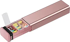 7 Tage Weekly Metal Pill Organizer für Reisen, Kursoaya Premium Aluminium Tägliche Pille Box, niedliche tragbare Pille Fall, große Kapazität Pillenhalter für Nahrungsergänzungsmittel, Pillen, Vitamine, Medizin