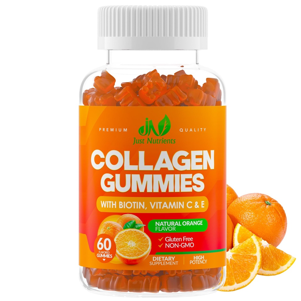 Collagen Peptide Gummis mit Biotin, Vitamin C & E für Damen und Herren - Premium-hydrolysiert Collagen Typ I & III für Haar, Haut und Nägel Unterstützung - Glutenfrei, Non-GMO - 60 Gummis (30 Servierungen)