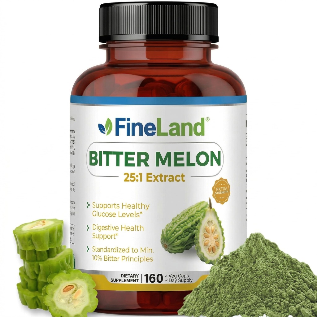 FineLand Bitter Melon 25:1 Extrakt 12.500mg Stärke, 10% Bitter Prinzipien, 160 Vegan Kapseln, unterstützt Verdauungsgesundheit, Standardisiert und konzentriert 25X Extrakt, Non-GMO Made in USA