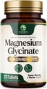 Magnesium Glycinate 500mg - Chelat für Ultra Absorption - unterstützt Knochen, Muskel, Nerven &amp; Herz Gesundheit, Natur Schlafunterstützung, beste Magnesium Ergänzung Pillen für Ganzkörperunterstützung - 120 Tabletten