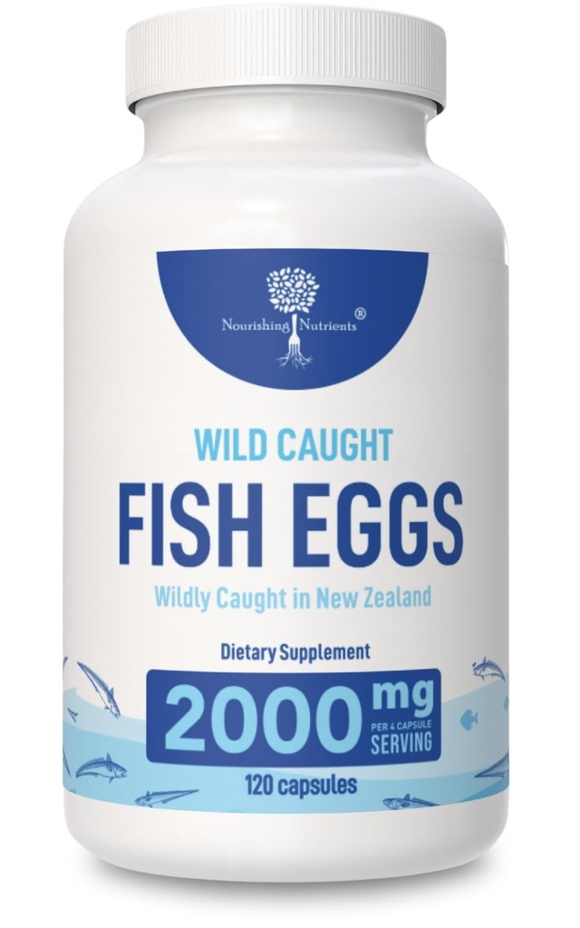 Wild Caught Fisch Eier 2.000mg - Omega 3 Ergänzung für Augen, Gehirn Gesundheit, unterstützt Immunität, Knochen und Zähne, Mood Unterstützung mit Omega 3-6-9 Fisch Ei Kapseln