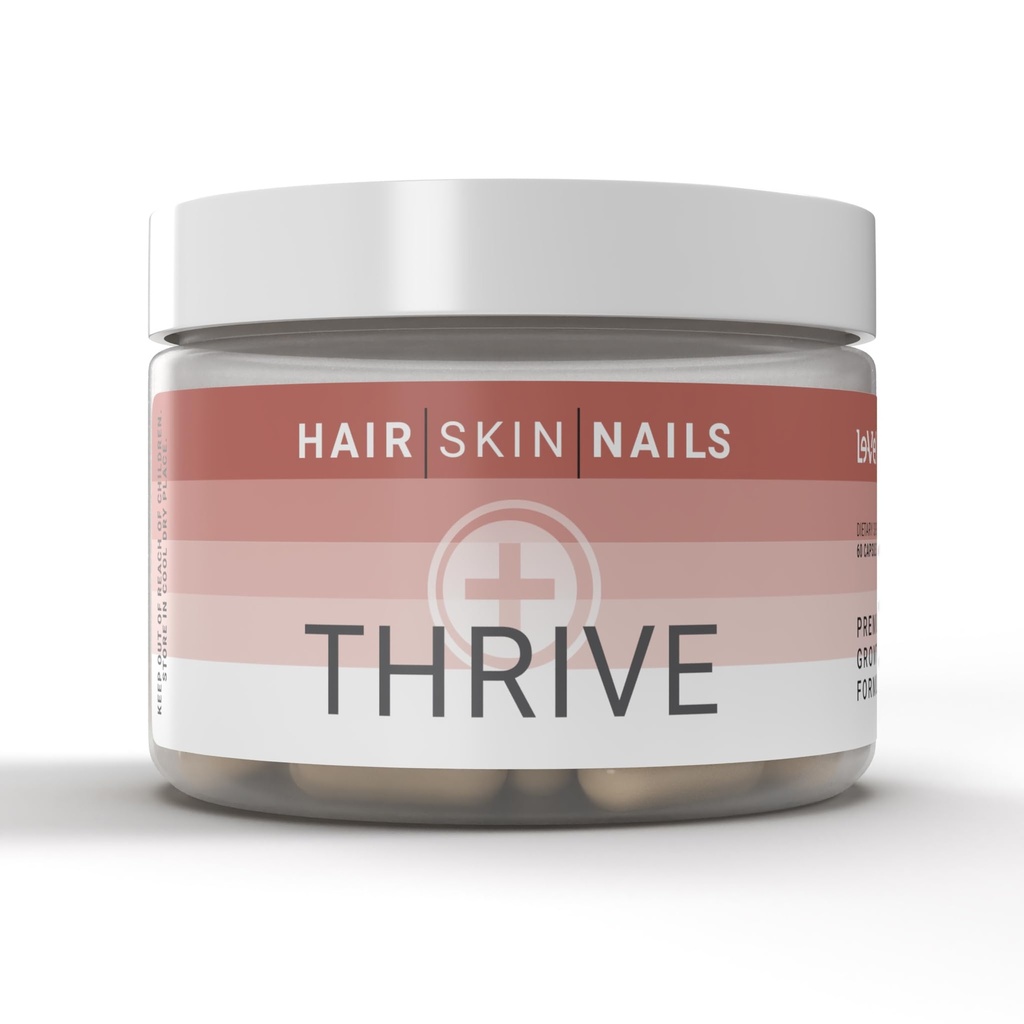 Le-Vel Thrive, Premium Collagen mit Biotin 3500mcg, Vitamin C, Zink und Kurkuma – Haar, Haut, Nägel, Gelenke – Hydrolysed Marine Collagen, Ashwagandha, Keratin, Organic Kelp 60 Kapseln