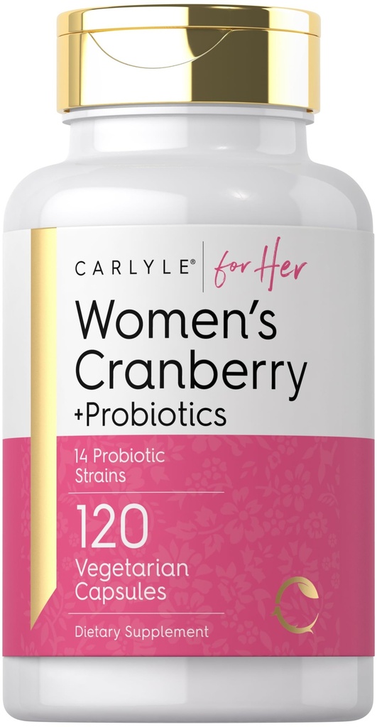 Carlyle Women's Cranberry Plus Probiotics | 120 Kapseln | mit 14 Probiotic Strains | Vegetarisch, Non-GMO, Gluten Free Supplement | für Sie
