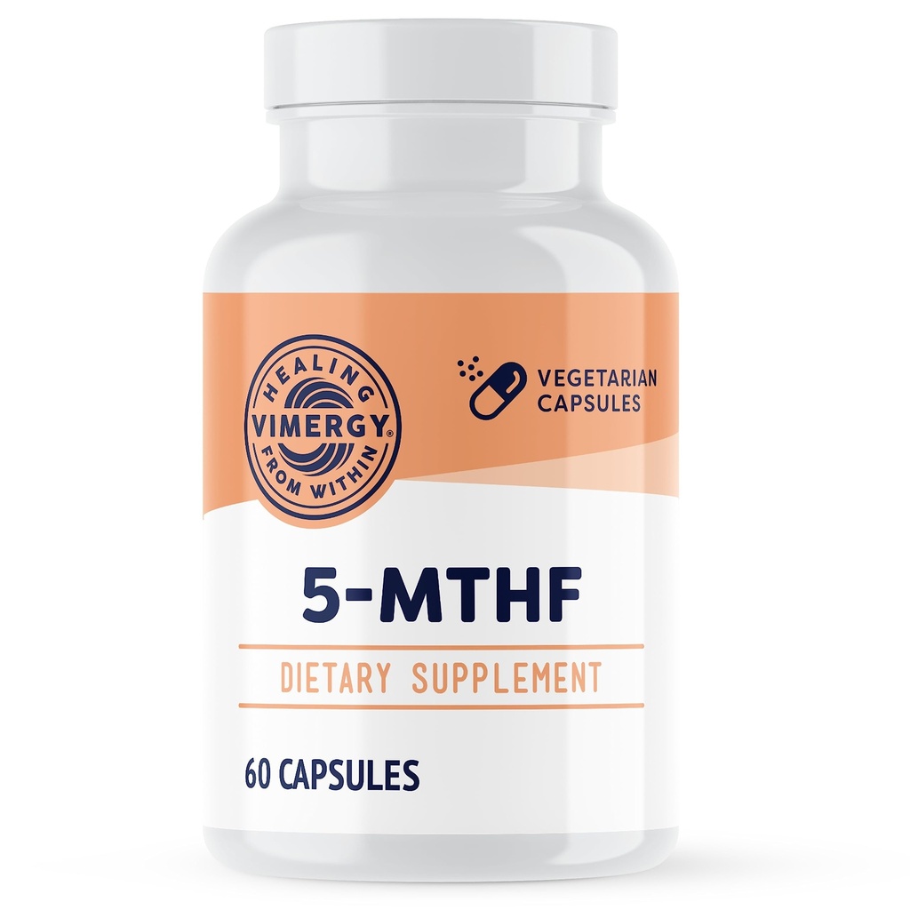 Vimergy 5-MTHF Kapseln – 60 Portionen (1 Kapsel/Serving) 8500mcg L-Methylfolat Glucosamin und 500 mcg Vitamin B12 Ergänzung – bioverfügbare Folat Ergänzung für Frauen und Männer Vegan 5 mthf (60 ct)