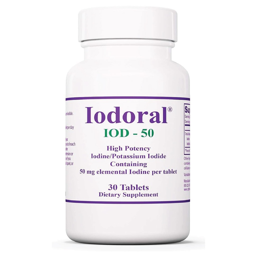Optimox Iodoral 50 mg Supplement - Kalium-Iodid Tabletten, Schilddrüsen-Unterstützung, Tägliche Vitamine und Mineralien, Lugol's Iodine Lösung - 30 Count.
