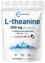 L-Theanin 200mg mit Magnesium Glycinat, 400 Coconut MCT Oil Softgels | Relaxation, Focus & Muskelunterstützungsergänzung | 2-in-1 Aminosäure & Mineral Complex | Gentle Care All Day & Night