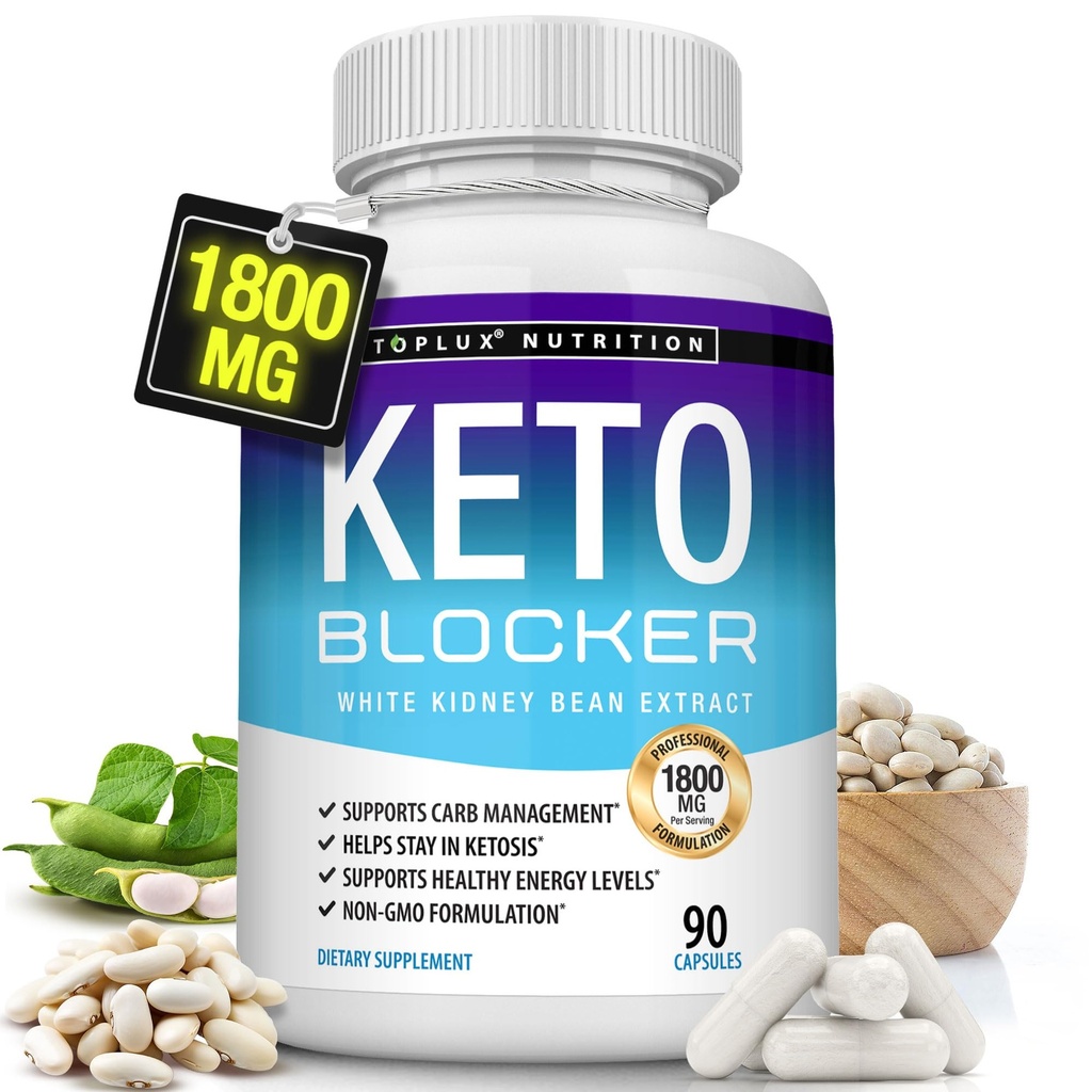 Toplux Keto Blocker Pillen Weißer Nierenbohnenextrakt - 1800 mg Natürliche Ketose, Unterstützung Keto Diät, für Männer Frauen, 90 Kapseln, Ergänzung