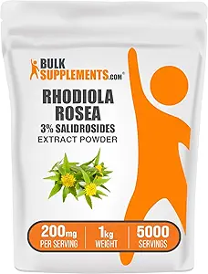 BulkSupplements.com Rhodiola Extrakt Pulver - 3% Salidroside, Rhodiola Rosea Extrakt - Kräuterergänzung, Glutenfrei, 200mg pro Servierung, 1kg (2.2 lbs) (Pack von 1)