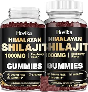 Shilajit Gummies 1000mg für Herren & Frauen - Shilajit Gummis mit 85+ Trace Minerals, Ashwagandha, Turmeric, Black Pepper - Energy & Immune Support - Sugar Free Raspberry Flavor 60 Count