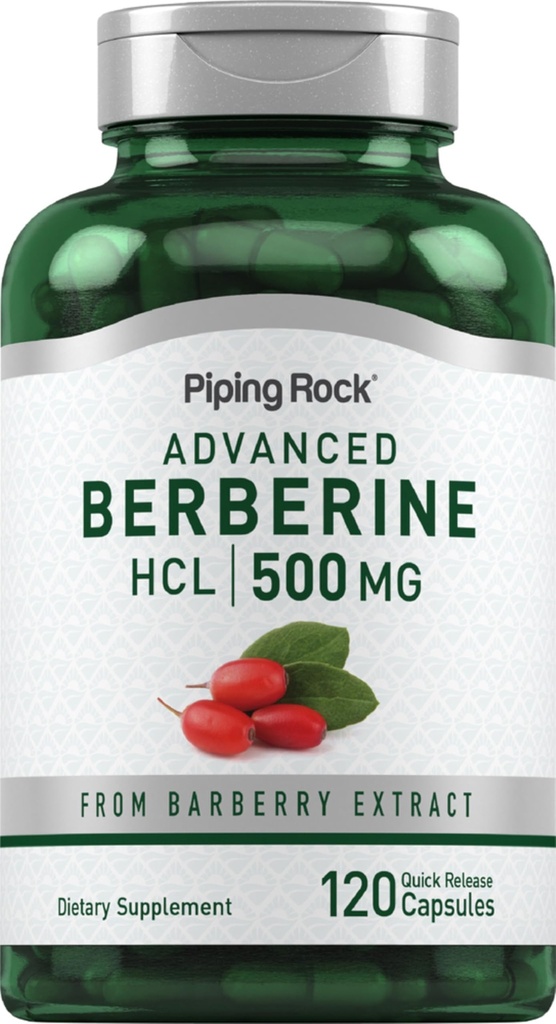Piping Rock Berberine HCL Ergänzung | 500mg | 120 Kapseln | Barberry Extrakt | Non-GMO, Glutenfrei