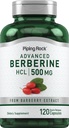 Piping Rock Berberine HCL Ergänzung | 500mg | 120 Kapseln | Barberry Extrakt | Non-GMO, Glutenfrei