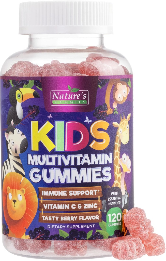 Multivitamin für Kinder - Komplette tägliche Kinder Multi Vitamin Gummy Chew mit Vitamin D, B Vitamine, Zink &amp; Mehr - Energie, Memory Focus & Immune Health Support - Natürliche Berry Flavor - 120 Gummis