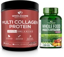 Ganzes Lebensmittel Multivitamin für Frauen + Multi Collagen Protein Pulver hydrolysiert (Typ I II III V X) Bundle
