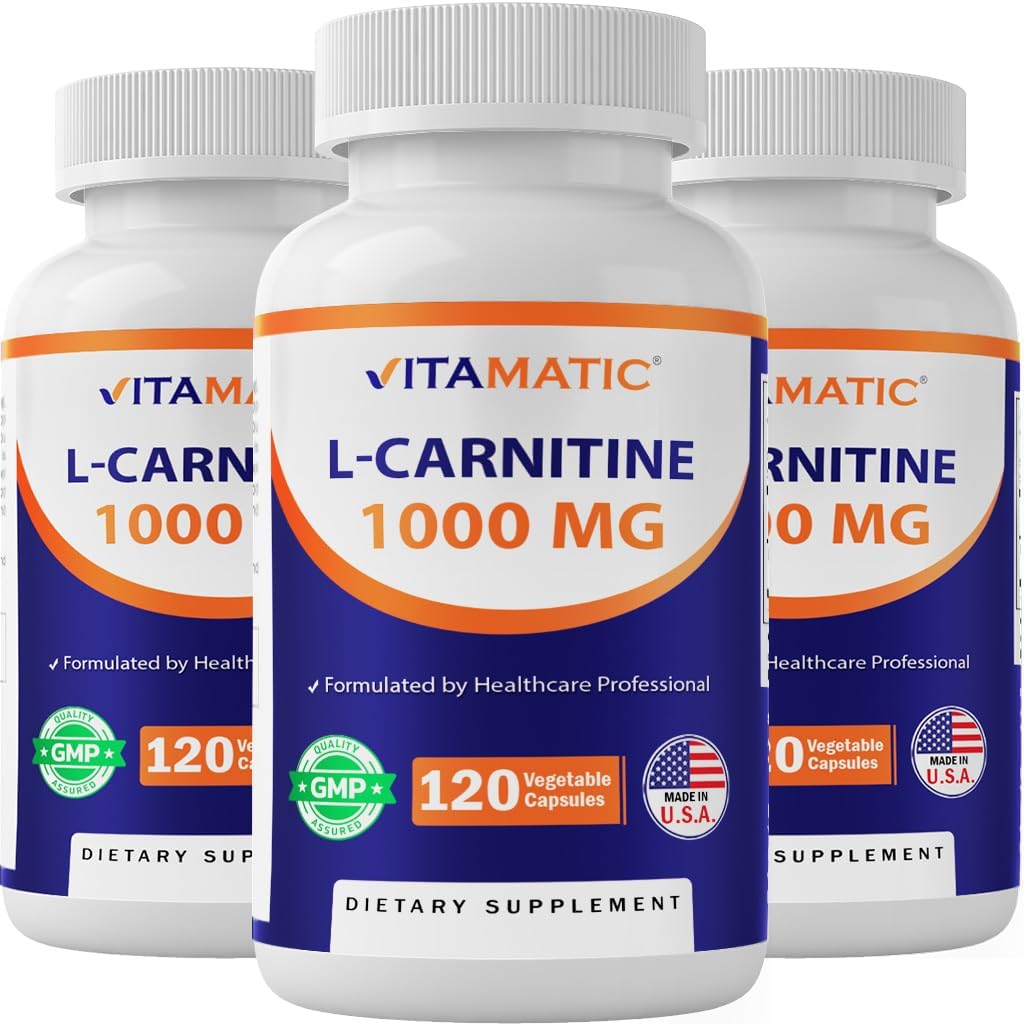 Vitamatic L-Carnitin Fumarate 1000 mg - 120 Gemüsekapseln (3 Flaschen)