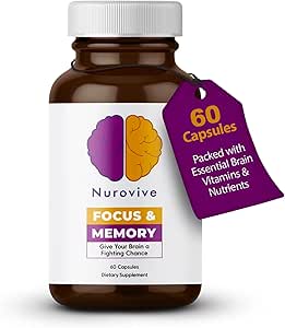 Fokus &amp; Memory-Ergänzung für Gehirngesundheit, Fokus-Ergänzung & Neurotransmitter-Unterstützung mit Vitamin B12, B1, B3 & B5 Plus Taurine, 60 Kapseln