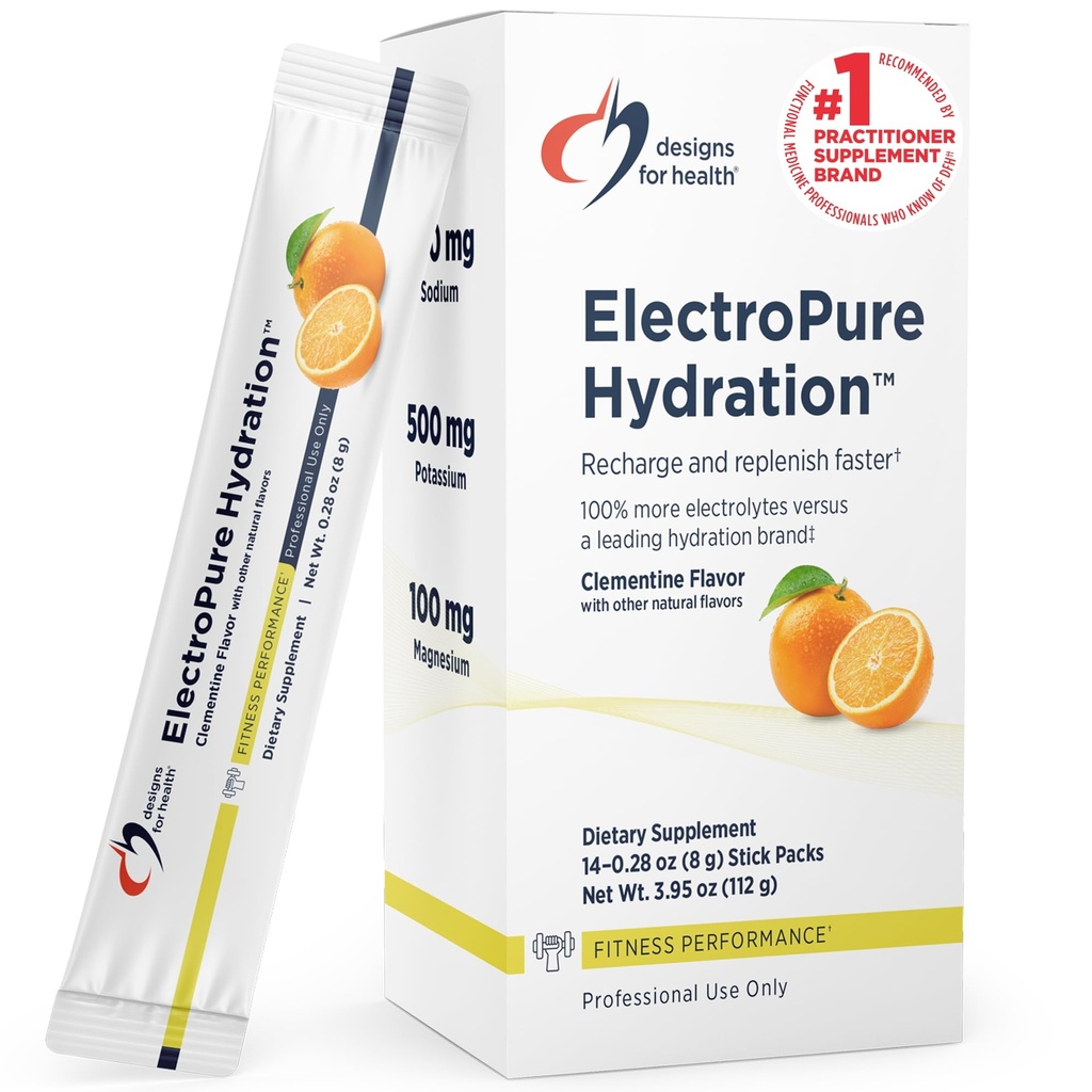 Designs für Health ElectroPure Hydration Packets, Clementine Flavor - Elektrolytpulver mit Vitamin C, Magnesium, Zink und Kalium - mit Stevia und Monk Fruit Sweetener (14 Stick Packets)