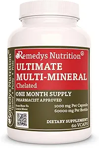 Remedy's Nutrition Ultimate Chelat Multi Mineral | 1.000mg, 60 Vegan Kapseln Nahrungsergänzungsmittel | Ein Monat Versorgung