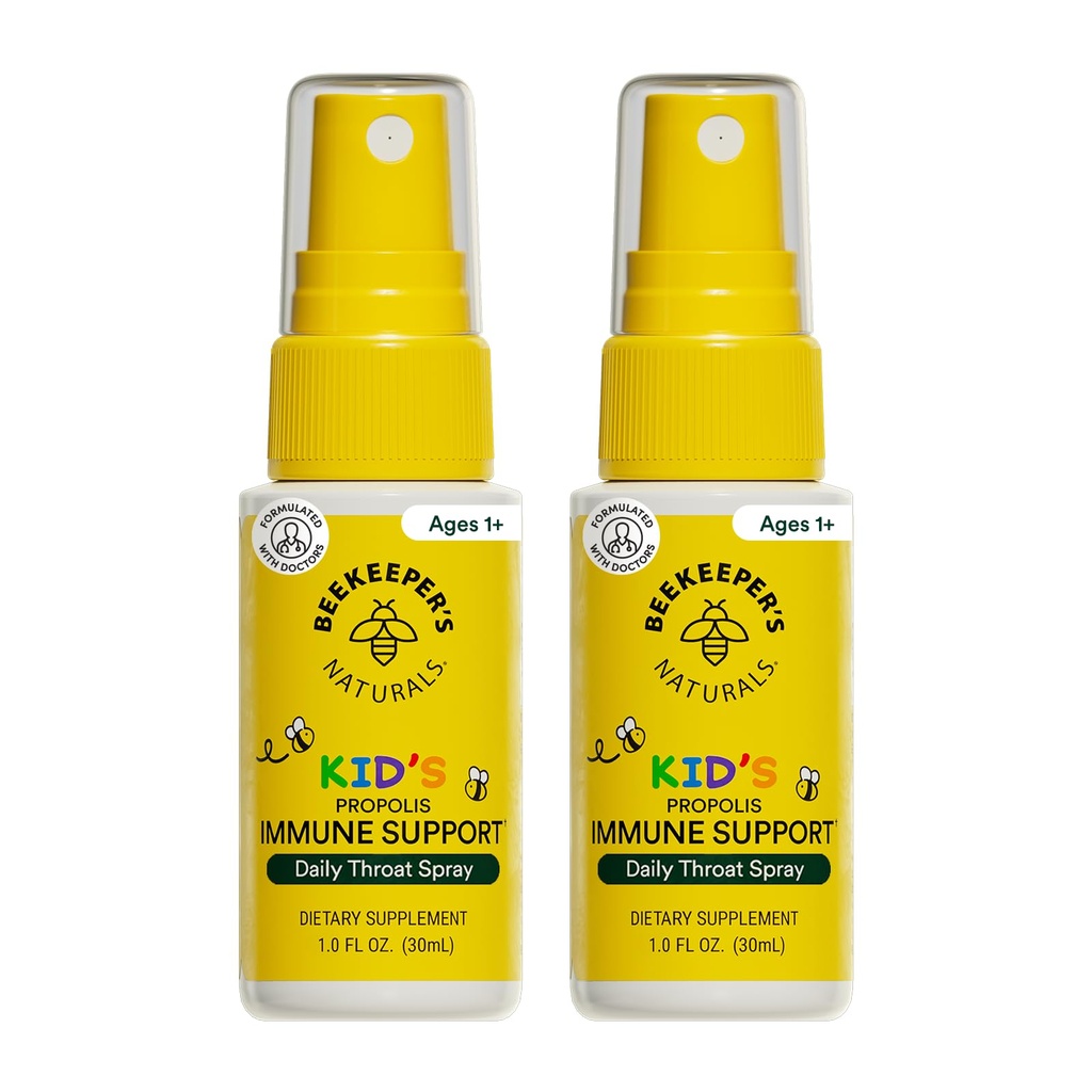 Beekeeper's Naturals Kids Propolis Throat Spray 95% Bienen Propolis Extrakt - Natürliche Immununterstützung & Sore Throat Relief, Antioxidantien & Glutenfrei, 1.06 Unze (Pack von 2)