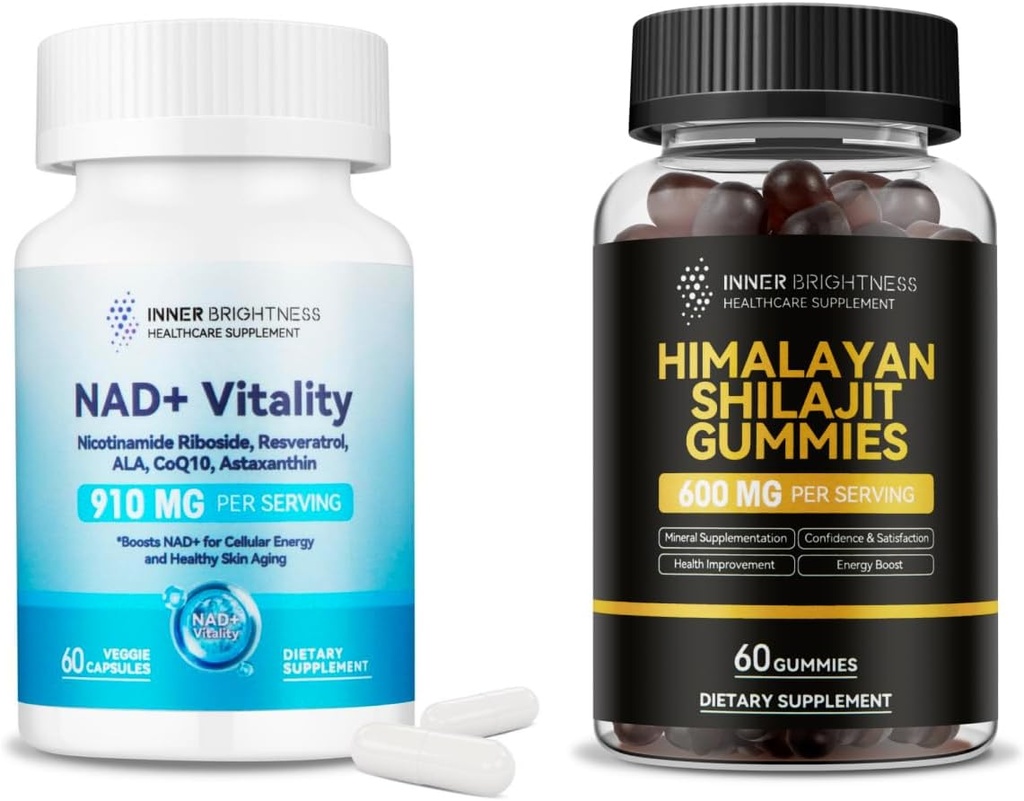 NAD + Shilajit Gummies Bundle - steigert Energie, unterstützt Stoffwechsel, Gesundes Altern, Immunität & Stamina