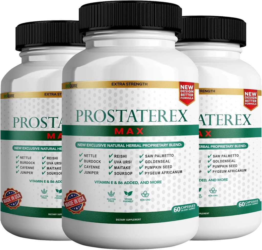 ProstateRex Max Extra Strength Prostate Health Support Supplement, Saw Palmetto, Vegan, Non-GMO, Gluten-Free – 180 Kapseln (3)