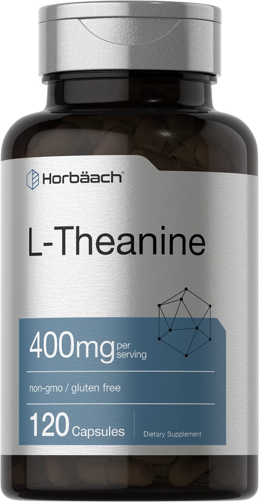 Horbäach L-Theanin Ergänzung | 400mg | 120 Pulver Kapseln | Non-GMO & Gluten kostenlos