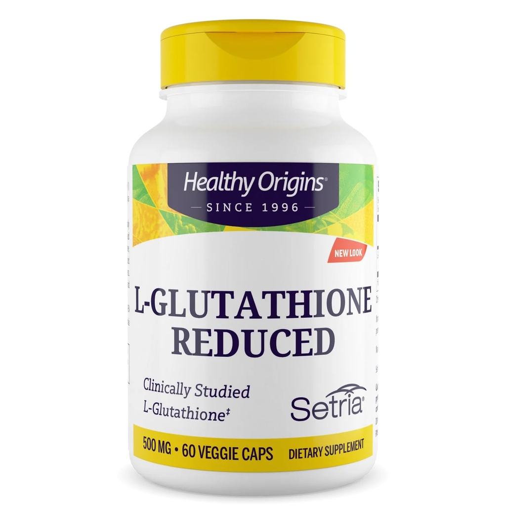 Healthy Origins Setria L-Glutathione 500 mg, 60 Veggie Capsules - Reduced Form Master Antioxidant Supplement - Supports Liver Health, Detoxification, Immune Function & Healthy Skin - 2 Month Supply