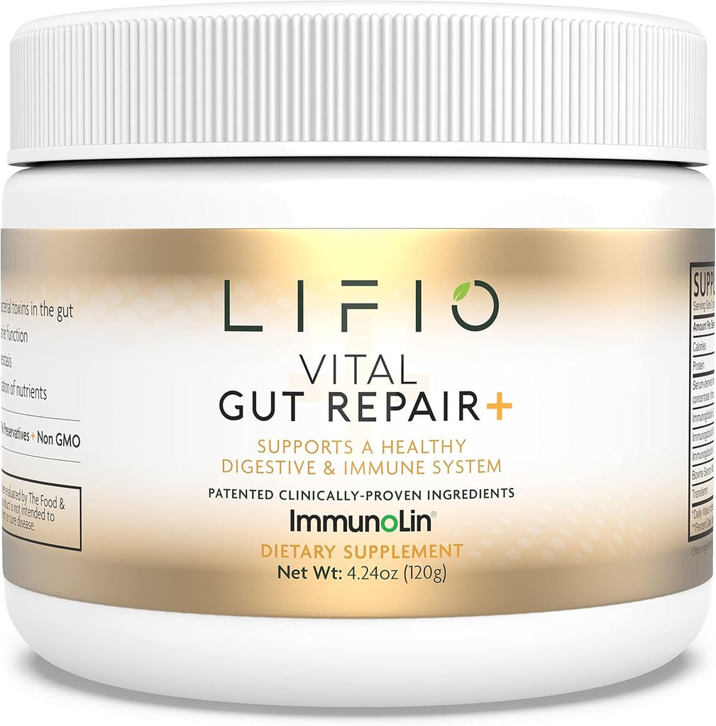 Vital Gut Repair+ mit ImmunoLin-Ergänzung, unterstützt ein gesundes Gut Biome & Immunsystem, Glutenfrei, Dairy-frei, keine Konservierungsstoffe, Net Wt 4.24 oz (60 Servietten)