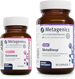 Metagenics Menopause Sleep Duo - HerWellness Estrovera & MetaSleep - 30 Tabletten von Estrovera für Hot Flashes, Menopause Relief & Night Sweats - 60 Kapseln von MetaSleep für Schlafunterstützung