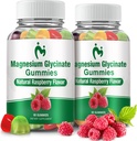 Magnesium Glycinate-Gummien für Erwachsene & Kinder, 2 Packungen Kaugummi für Schlaf, Magnesium Glycinat 400mg, Stress & Muskelrelief, Magnesium Kaliumergänzung