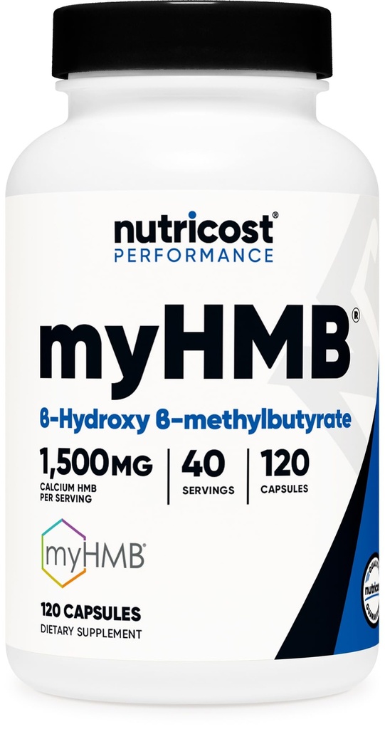 Nutricost myHMB Kapseln 1.500MG Calcium HMB pro Servierung, 120 Kapseln, 40 Servierungen - Performance Line, Calcium B-Hydroxy B-Methylbutyrat Monohydrat