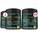Herbpy Bundle 7in1 Clove Supplement 755mg/serving (100 Count 100 Servings) & 7in1 Turmeric Root 1510mg/serving (2pack60 for 60 Servings)