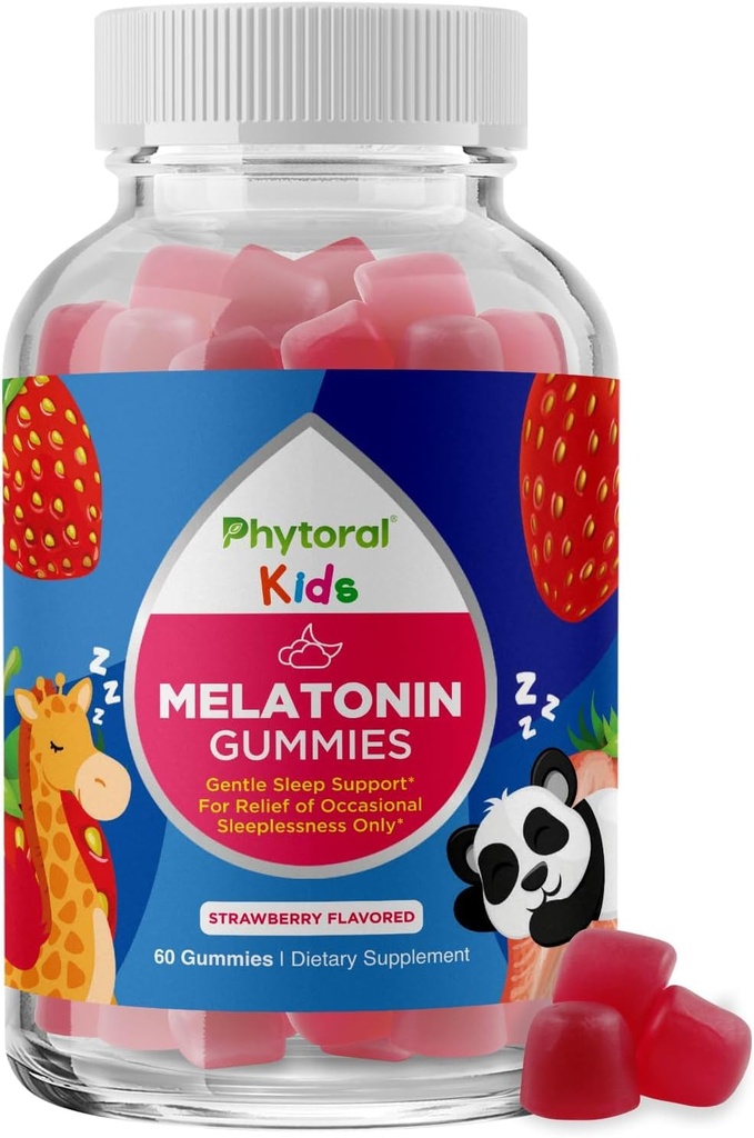 Phytoral Kinder Melatonin 1mg Gummy Vitamine - Pure Melatonin Gummis für Kinder und Stimmung Unterstützung - Kinder Vitamine Gummy für Tiefschlaf Beilage Gummie 1mg