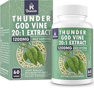 1200 MG Thunder God Vine Root Extract 20:1 Supplement, Tripterygium Wilfordii Kräuterergänzung, Vegan Formel mit Lei Gong Teng Extract, 60 Kapseln