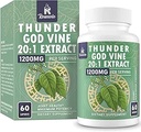 1200 MG Thunder God Vine Root Extract 20:1 Supplement, Tripterygium Wilfordii Kräuterergänzung, Vegan Formel mit Lei Gong Teng Extract, 60 Kapseln