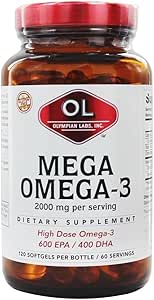 Olympian Labs Mega Omega-3 Fish Oils 120 Count Softgel